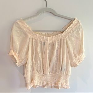 H&M off the shoulder peasant top (us 4, color cream)